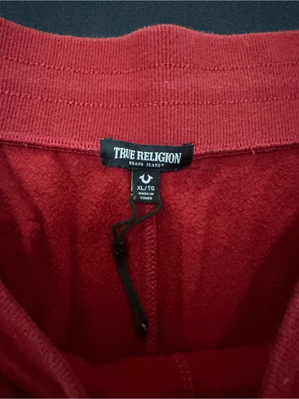True Religion Men's Red Fleece Joggers with Drawstring Waist